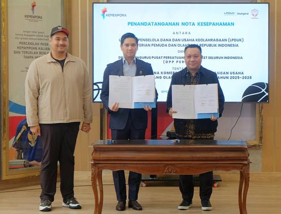 DPP PERBASI Jalin Kerja Sama Dengan LPDUK Kemenpora Kembangkan Industri Bola Basket Indonesia