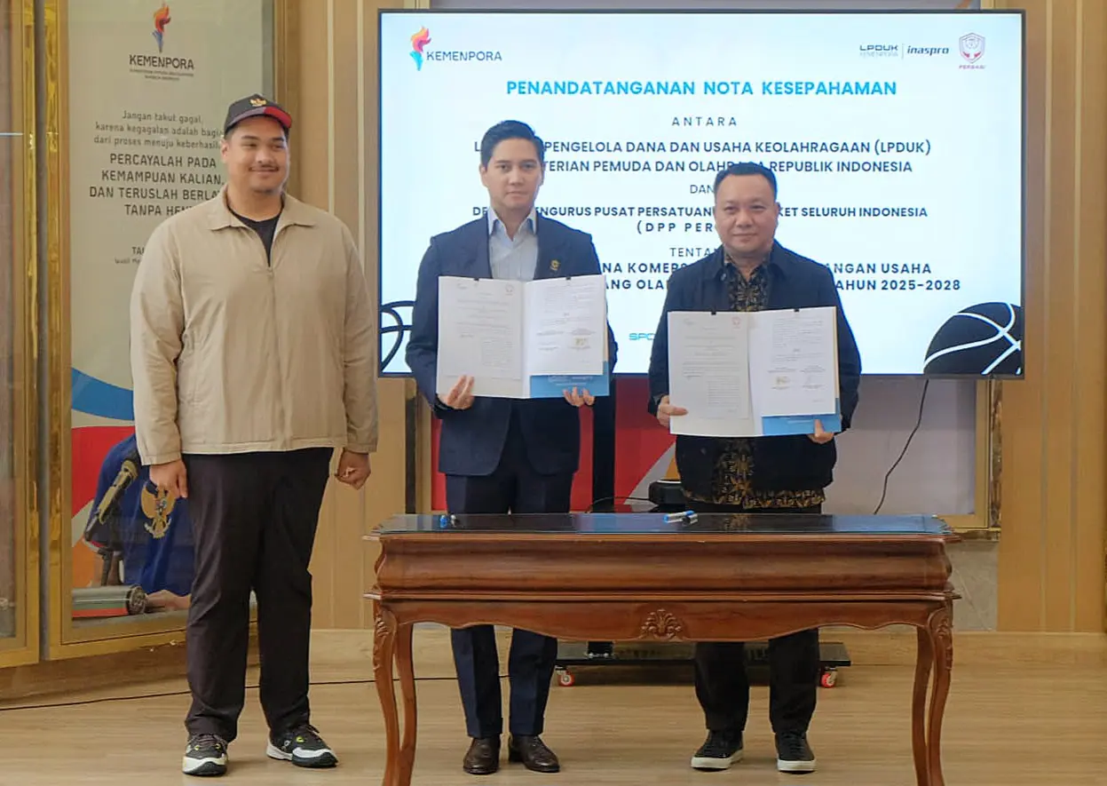 DPP PERBASI Jalin Kerja Sama Dengan LPDUK Kemenpora Kembangkan Industri Bola Basket Indonesia